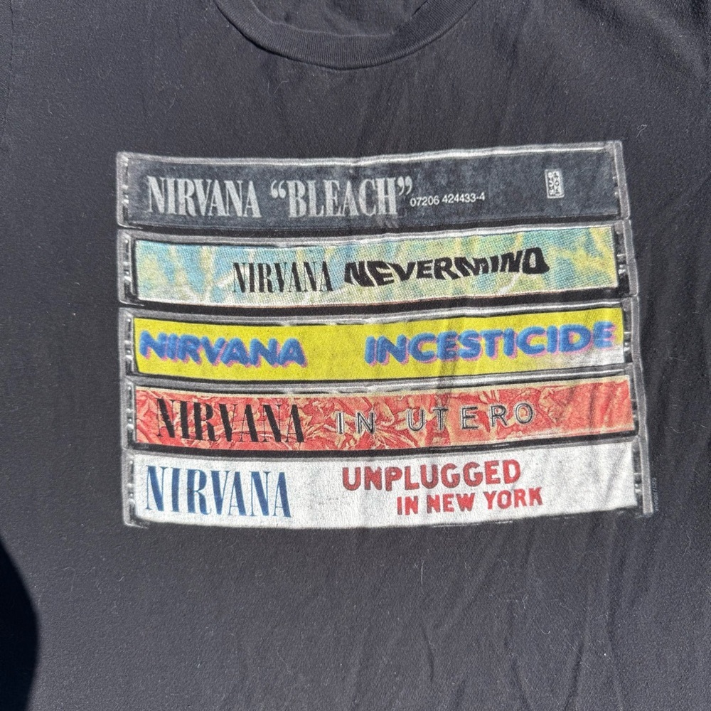 Nirvana Cassette Discography Black T-Shirt Size Medium Vintage Grunge Rock - Picture 2 of 5